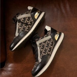 Michael Kors Black and Tan Monogram Sneakers